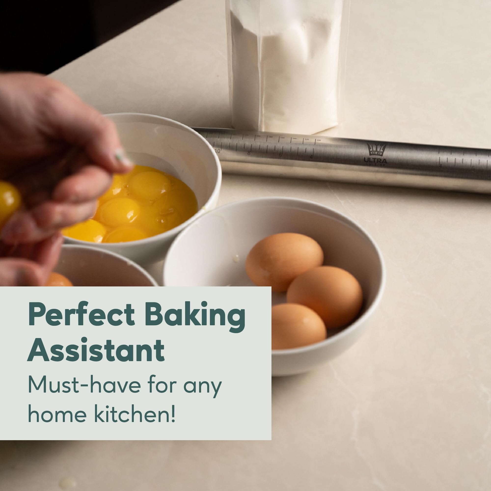 Ultra Cuisine fondant and pastry dough roller for smooth finishes.