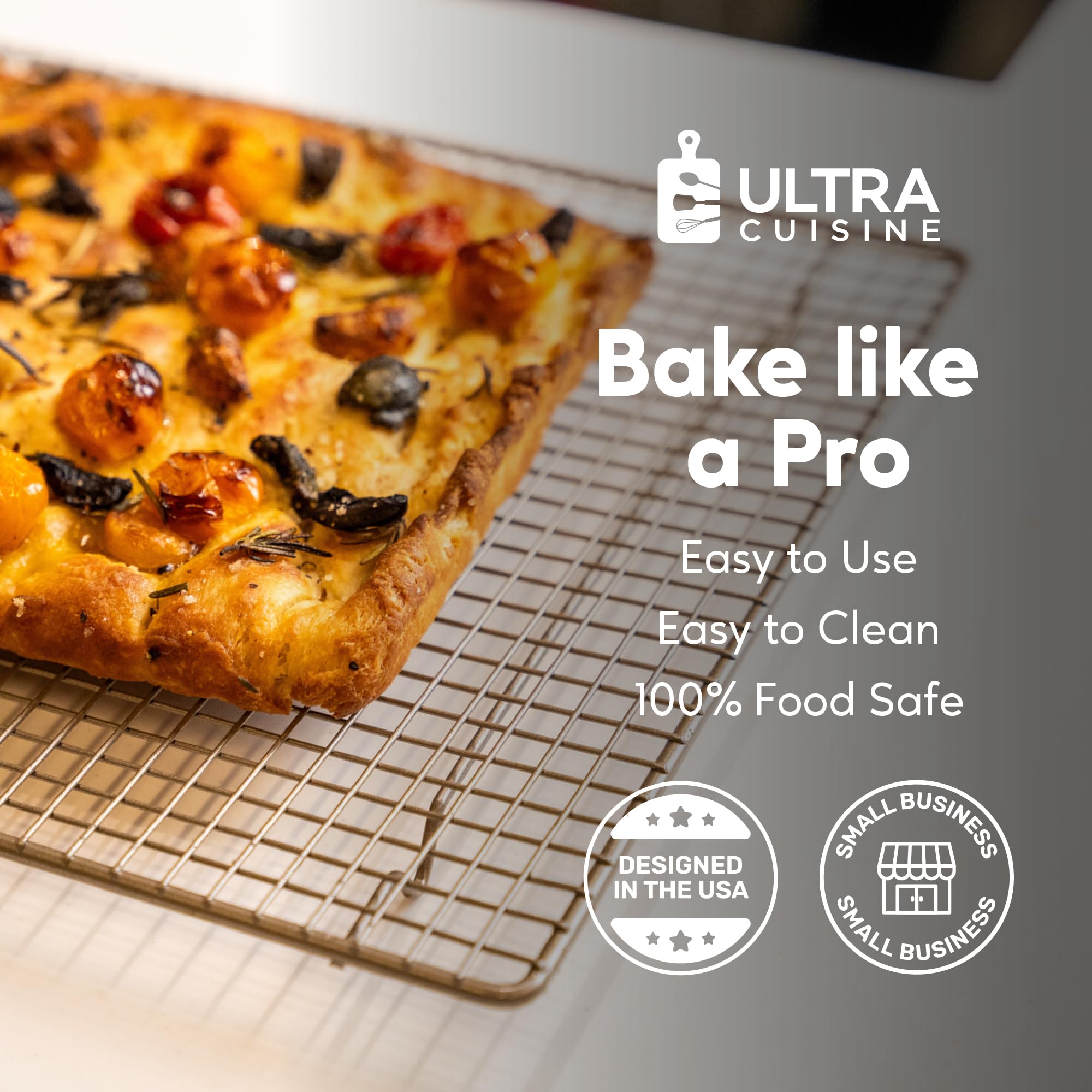 Ultra Cuisine rack dimensions 12x8.5x1 inch provide sturdy support.