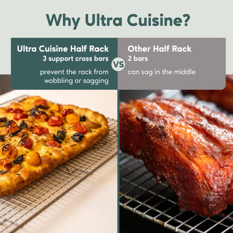Ultra Cuisine oven-safe rack up to 575°F for roasting and baking