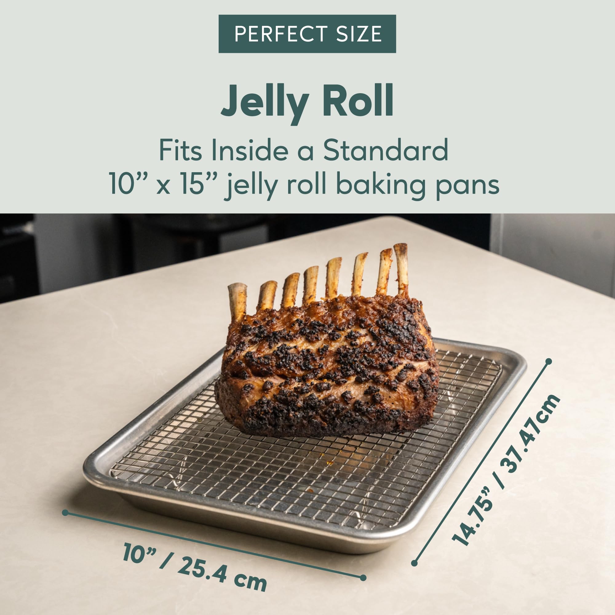 Ultra Cuisine oven safe rack handles roasting and baking up to 575 degrees.