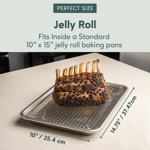 Ultra Cuisine oven safe rack handles roasting and baking up to 575 degrees.