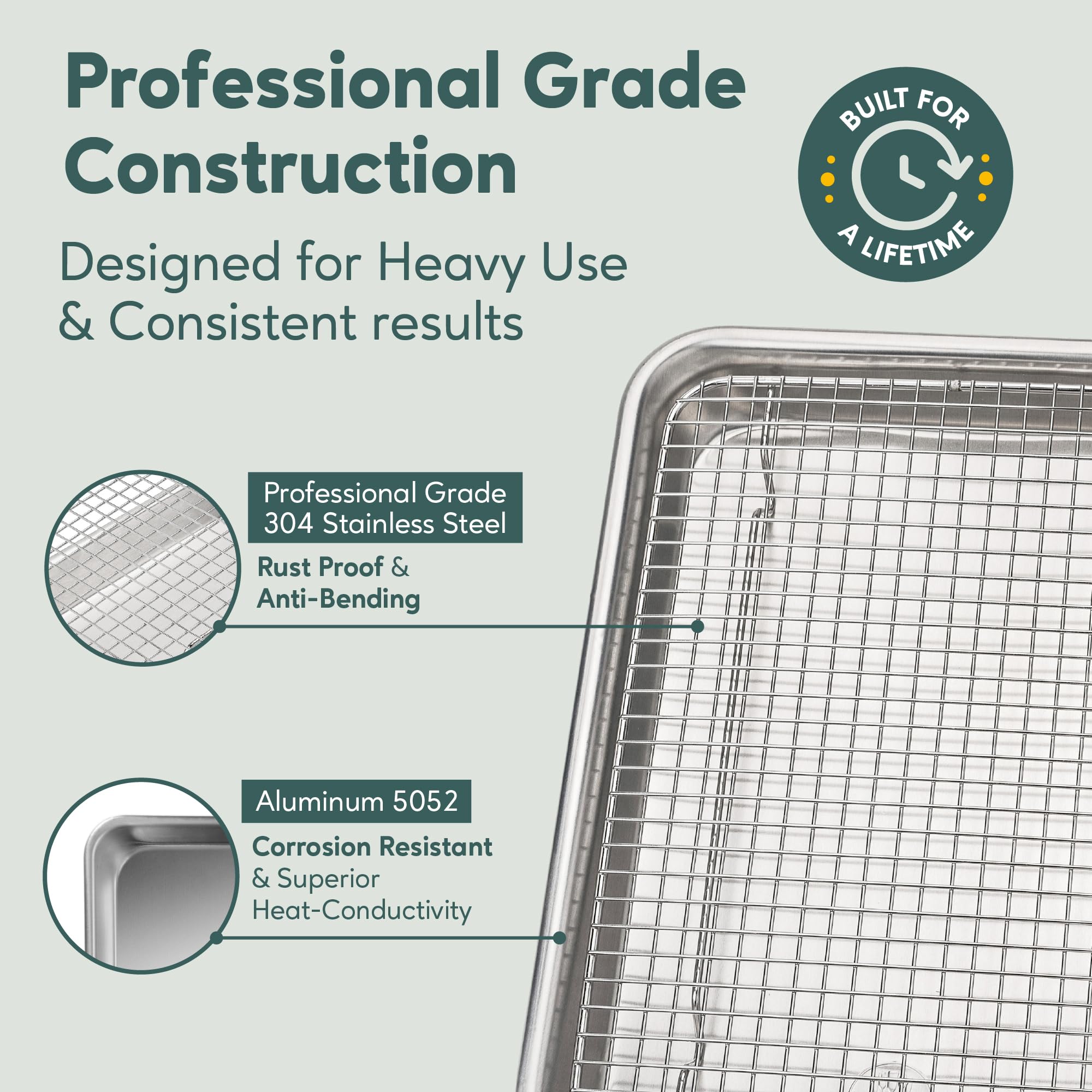 Ultra Cuisine stainless steel rack close-up shows rust-free, durable design