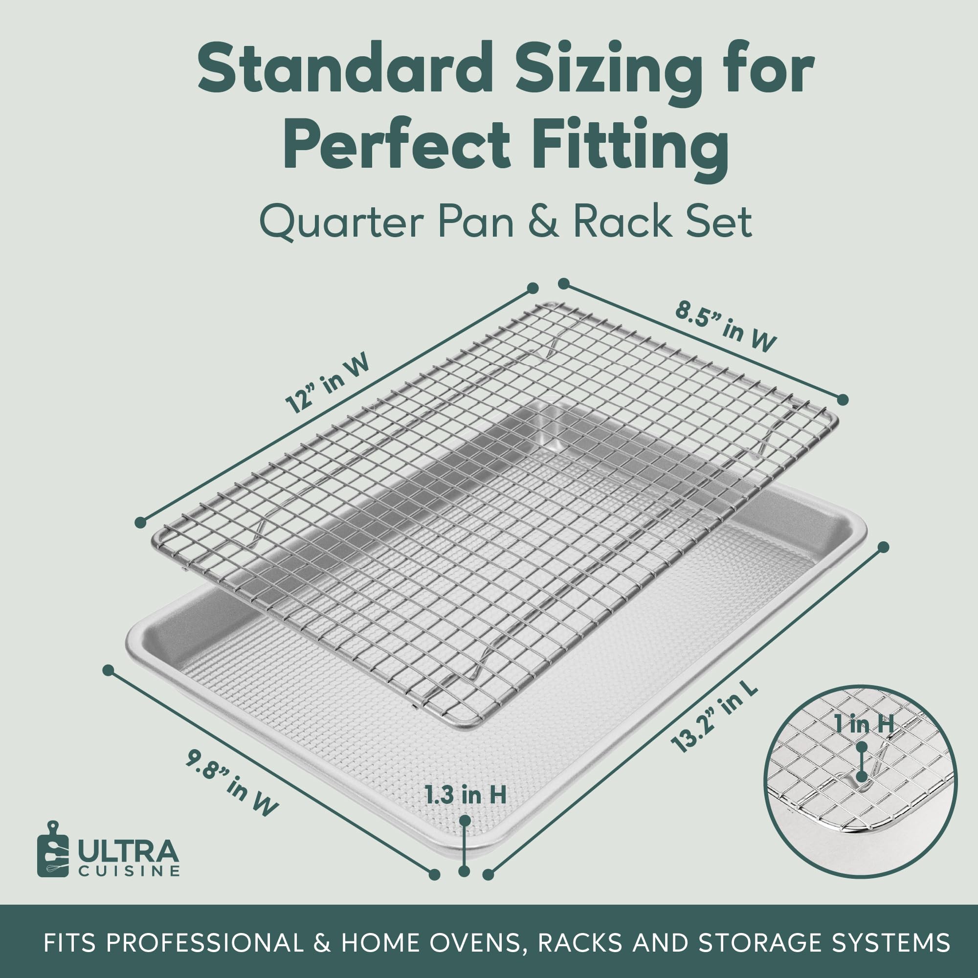Ultra Cuisine quarter sheet pan with wire rack cooling cookies after bake