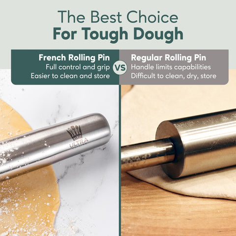 Ultra Cuisine rolling pin dishwasher-safe for quick cleanup