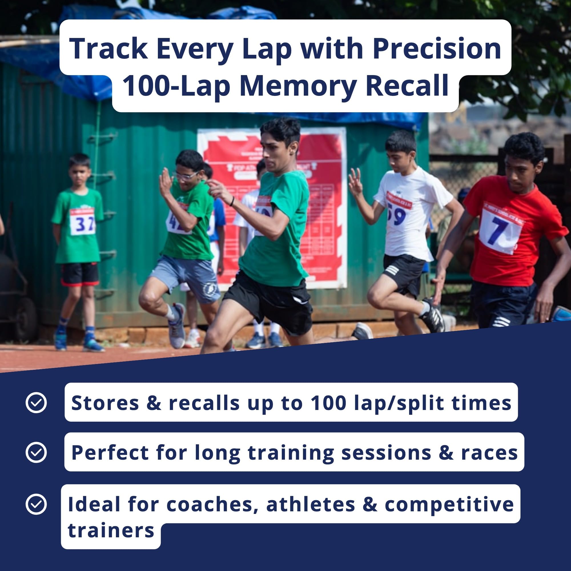 Ultrak 100 Lap Memory Timer black splash resistance for rain and sweat.