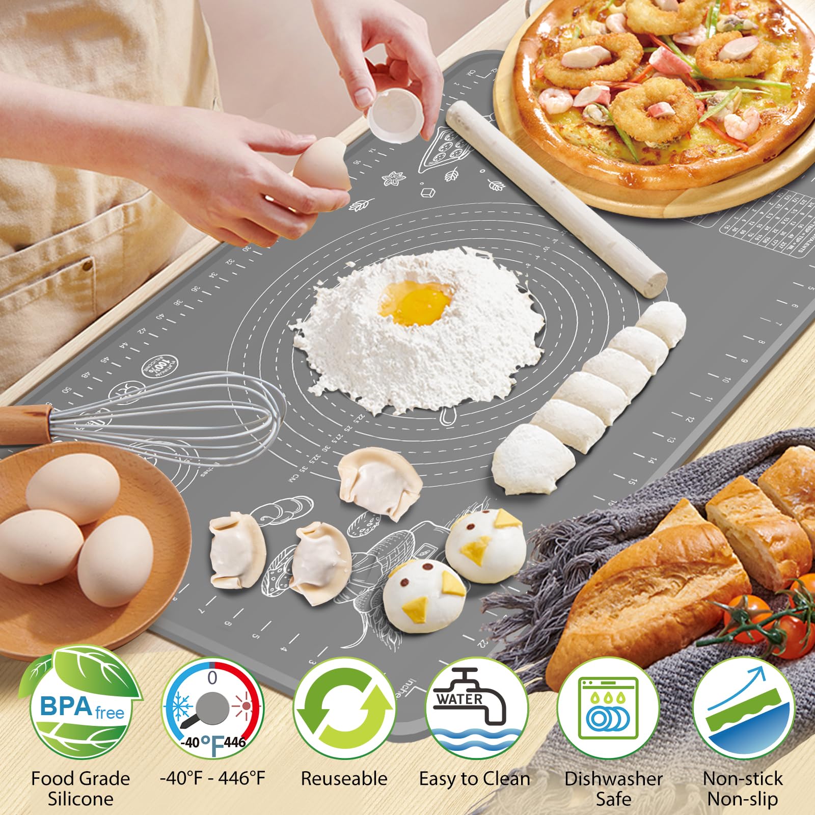 ULTRAKENO mat with measurement grid for precise dough portions
