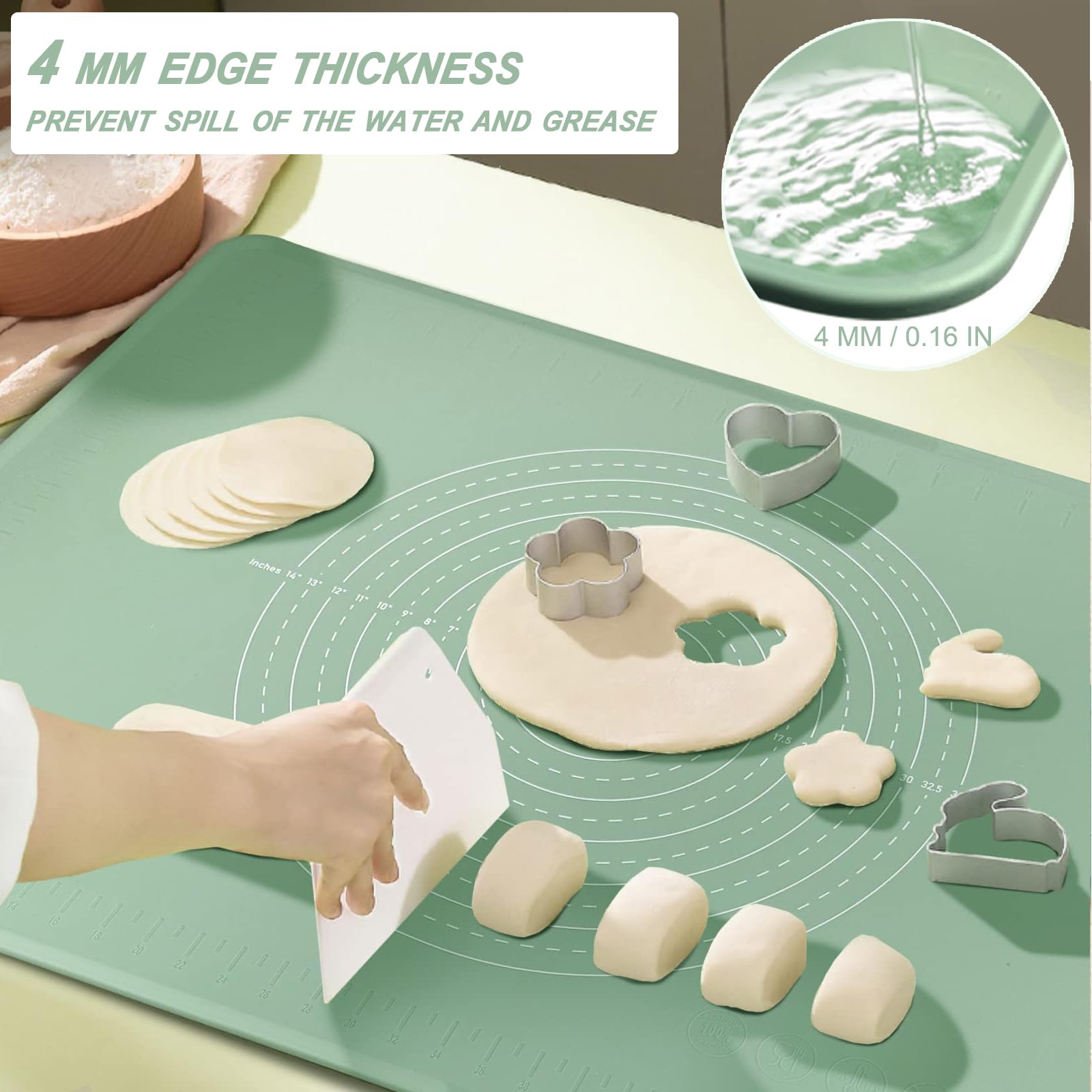 ULTRAKENO silicone pastry mat 28x20, non-stick surface for kneading and rolling