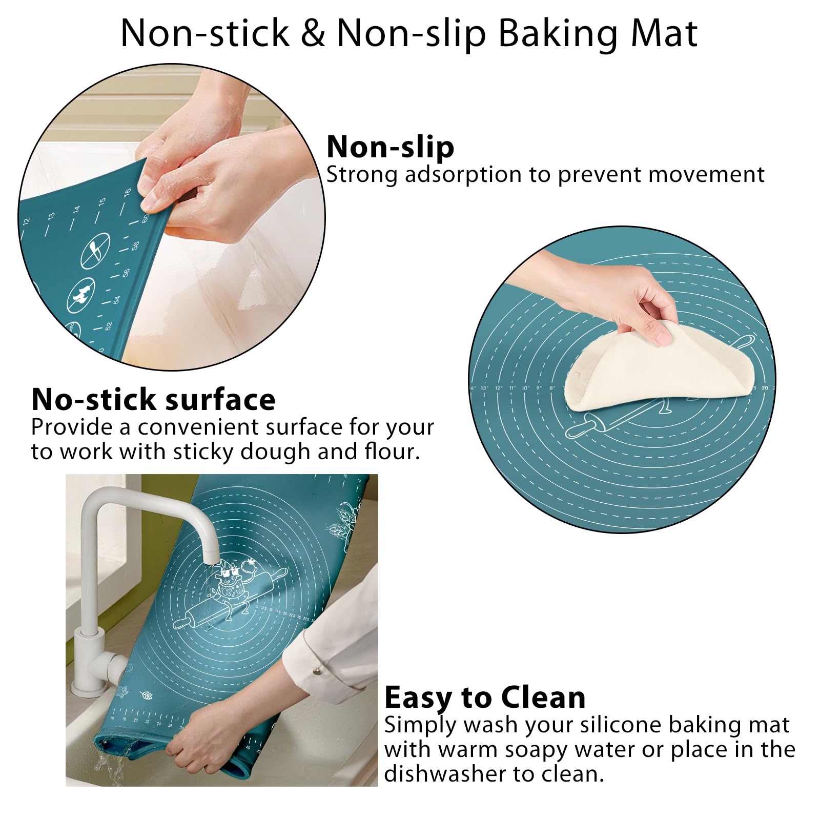 ULTRAKENO non-stick pastry mat for easy dough release and cleanup.