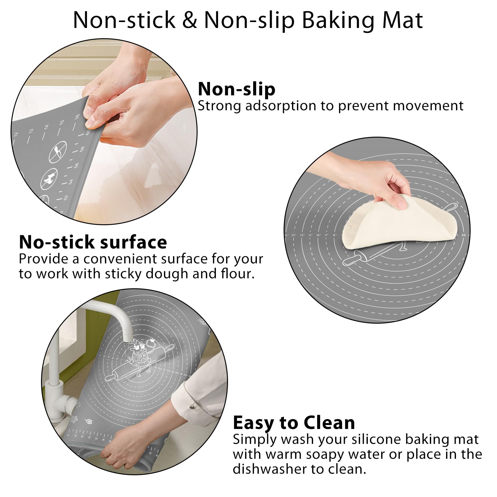 ULTRAKENO raised edge design contains dough and spills during kneading