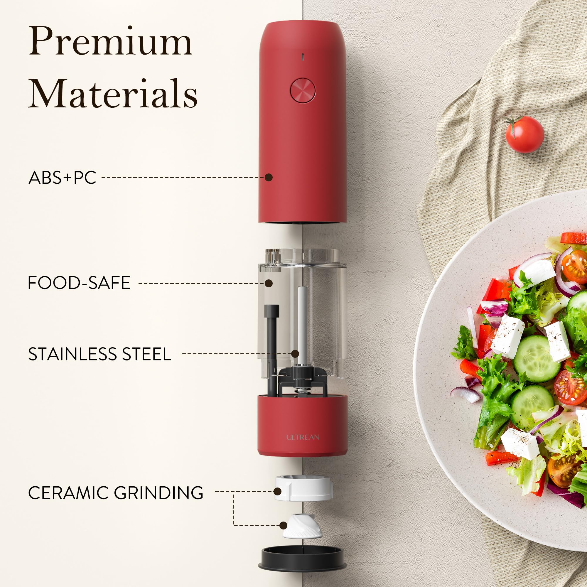 Ultrean 70ml washable container helps prevent flavor interference between spices.