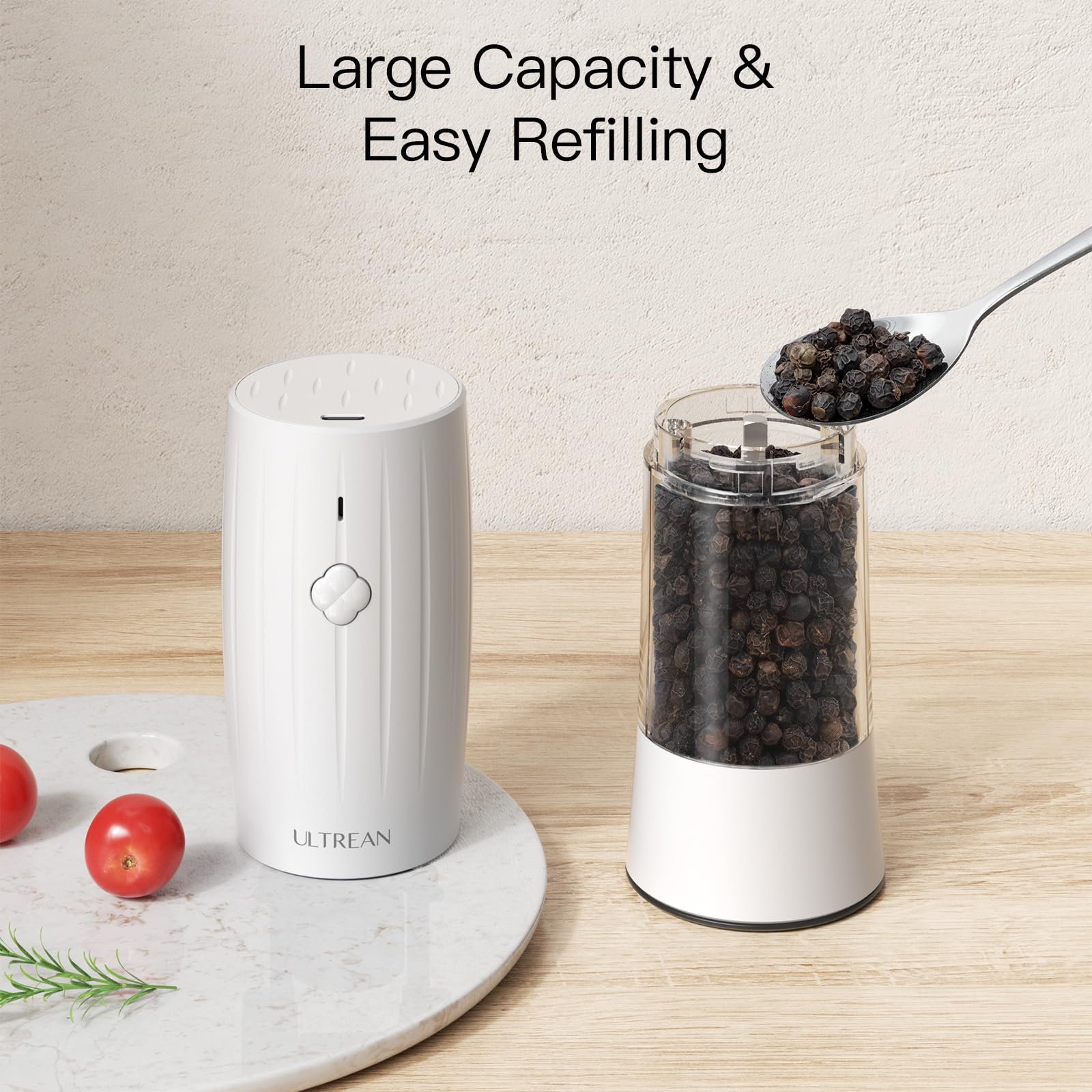 Ultrean 80ml capacity container reduces refills and preserves flavor