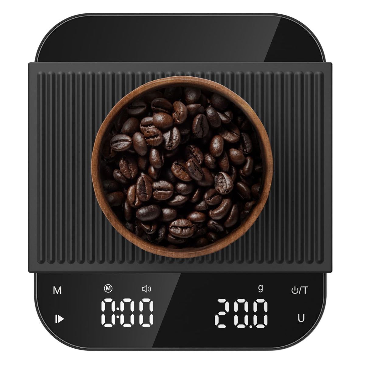 Ultrean coffee scale front view with LCD display for precise brewing
