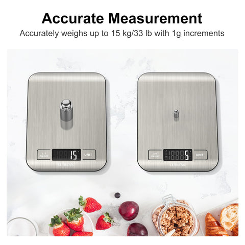 Ultrean food scale unit conversion feature for recipes