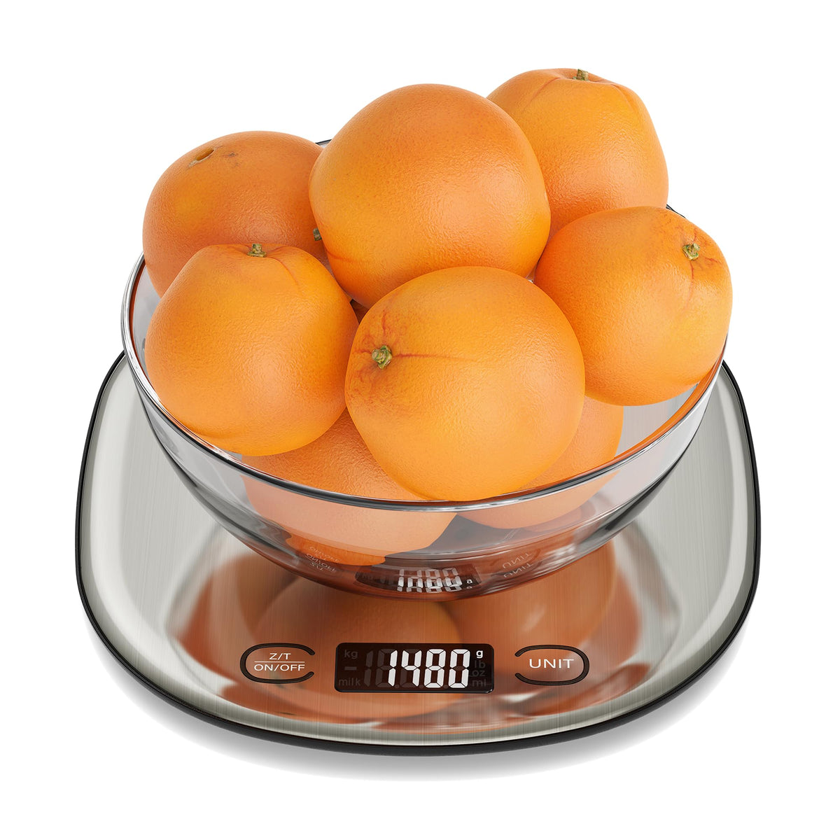 Ultrean high-capacity scale display providing precise gram measurements for cooking and baking.