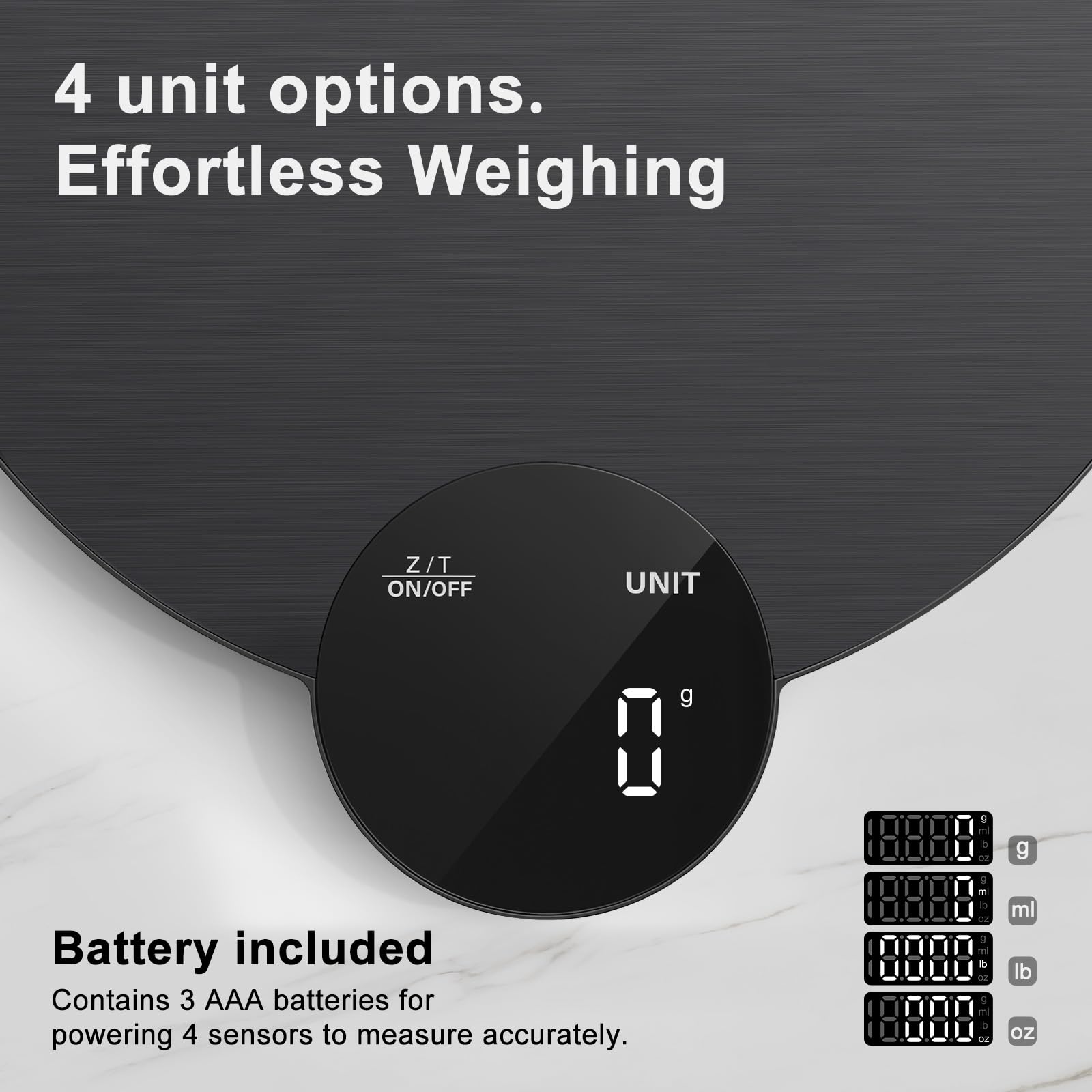 Ultrean precision scale with batteries included, ready to use out of the box.