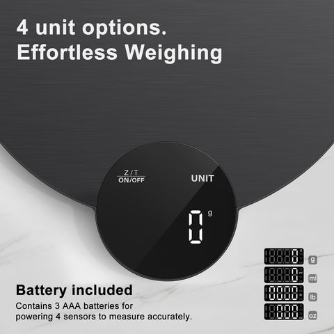Ultrean precision scale with batteries included, ready to use out of the box.