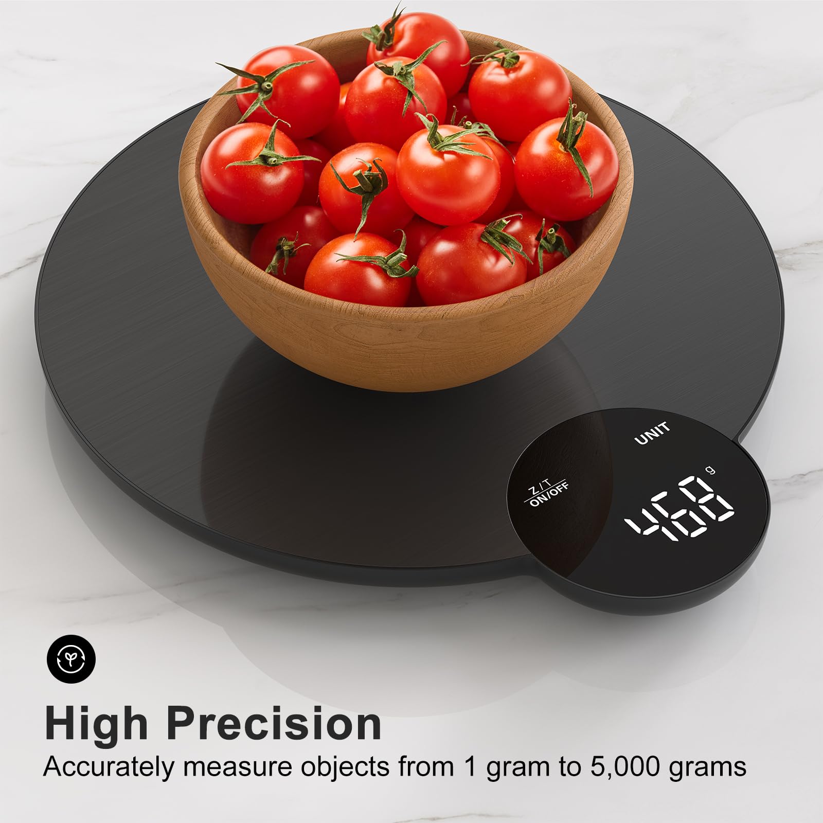 Close-up of Ultrean precision scale HD LED display for easy, clear readings during cooking.
