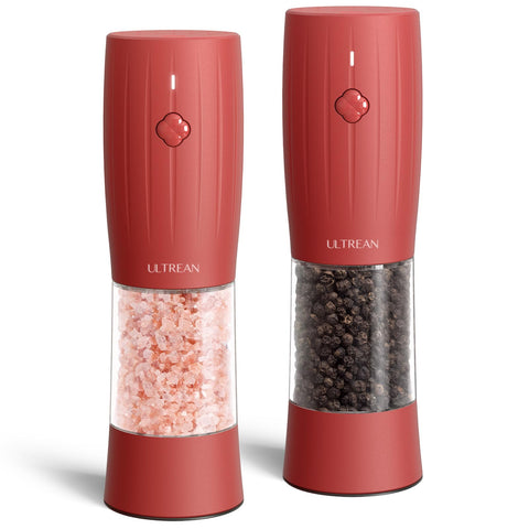 Ultrean salt and pepper grinder set with LED light for precise seasoning.