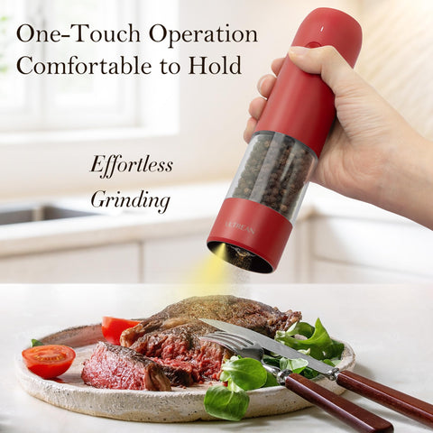 Ultrean salt and pepper grinder charging with USB-C for quick, rechargeable power.