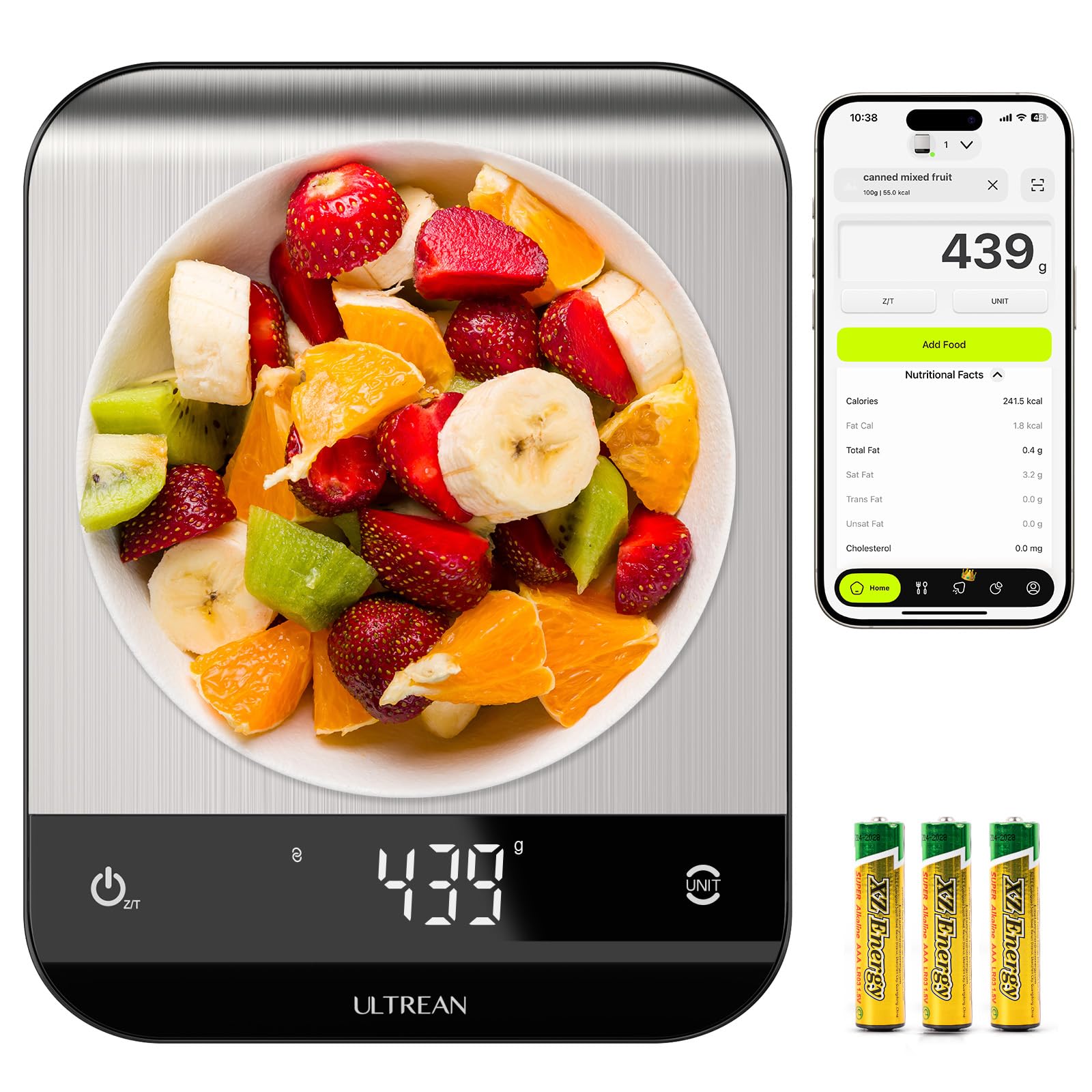 Ultrean smart food scale display for quick nutrient readouts and meal planning