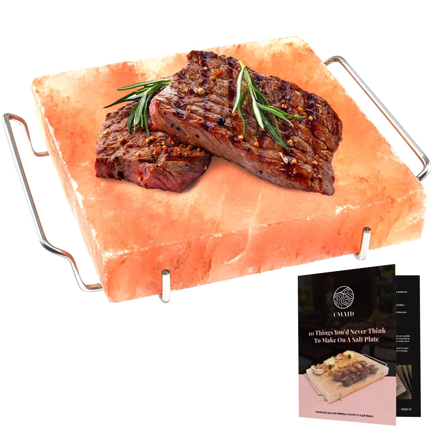 UMAID Himalayan salt block for grilling adds savory flavor to meats