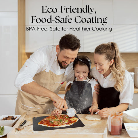 UMAID pizza steel develops a seasoned non-stick patina with use.