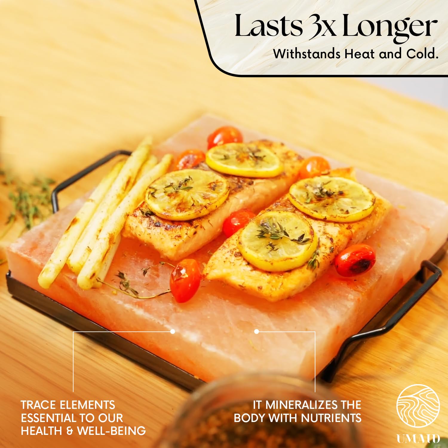 UMAID salt block chilled serving plate keeps foods cool and presentable