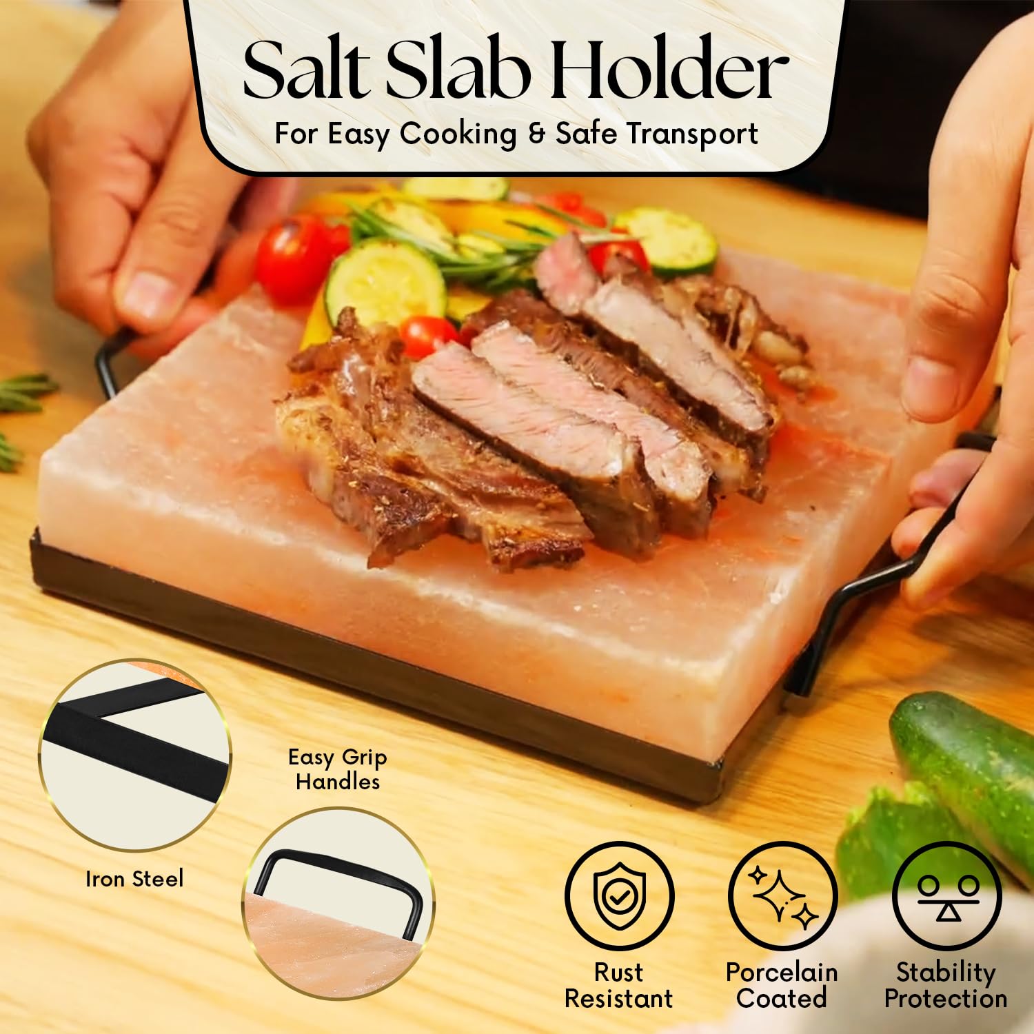 UMAID Himalayan salt block on BBQ grill adds depth and saltiness