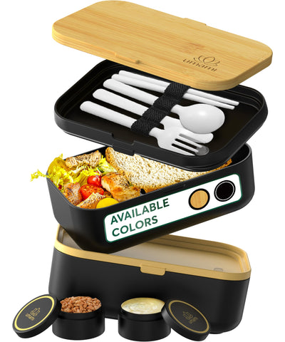 Umami Bento Box with four utensils for easy on the go lunches