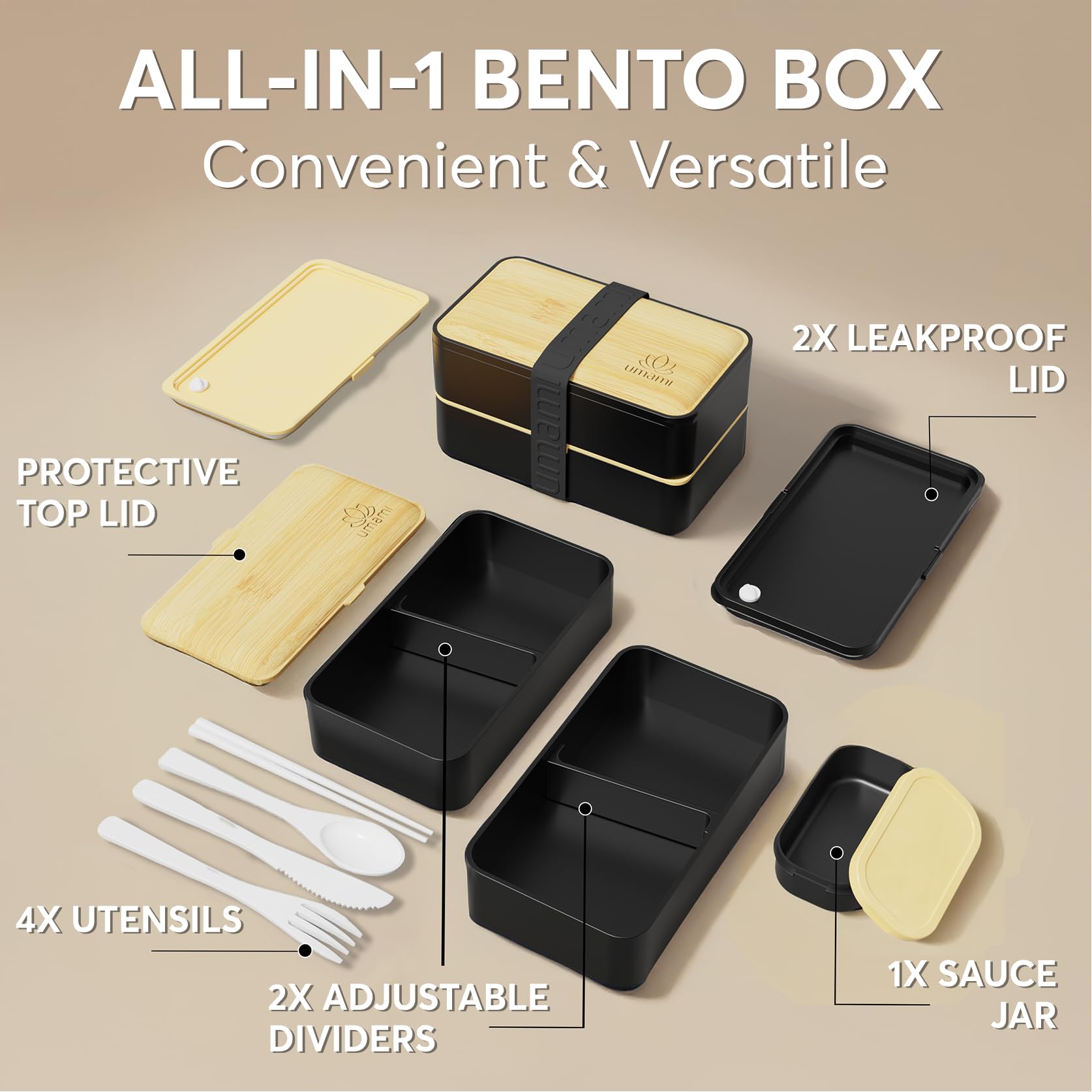 Umami Bento Box stackable design saves kitchen space