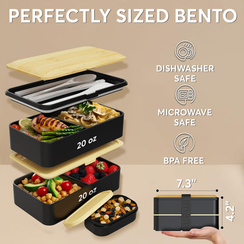 Umami Bento Box two movable dividers for flexible portions