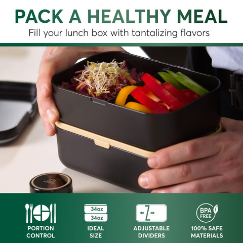 Umami Bento Box two sauce jars for dressings and dips