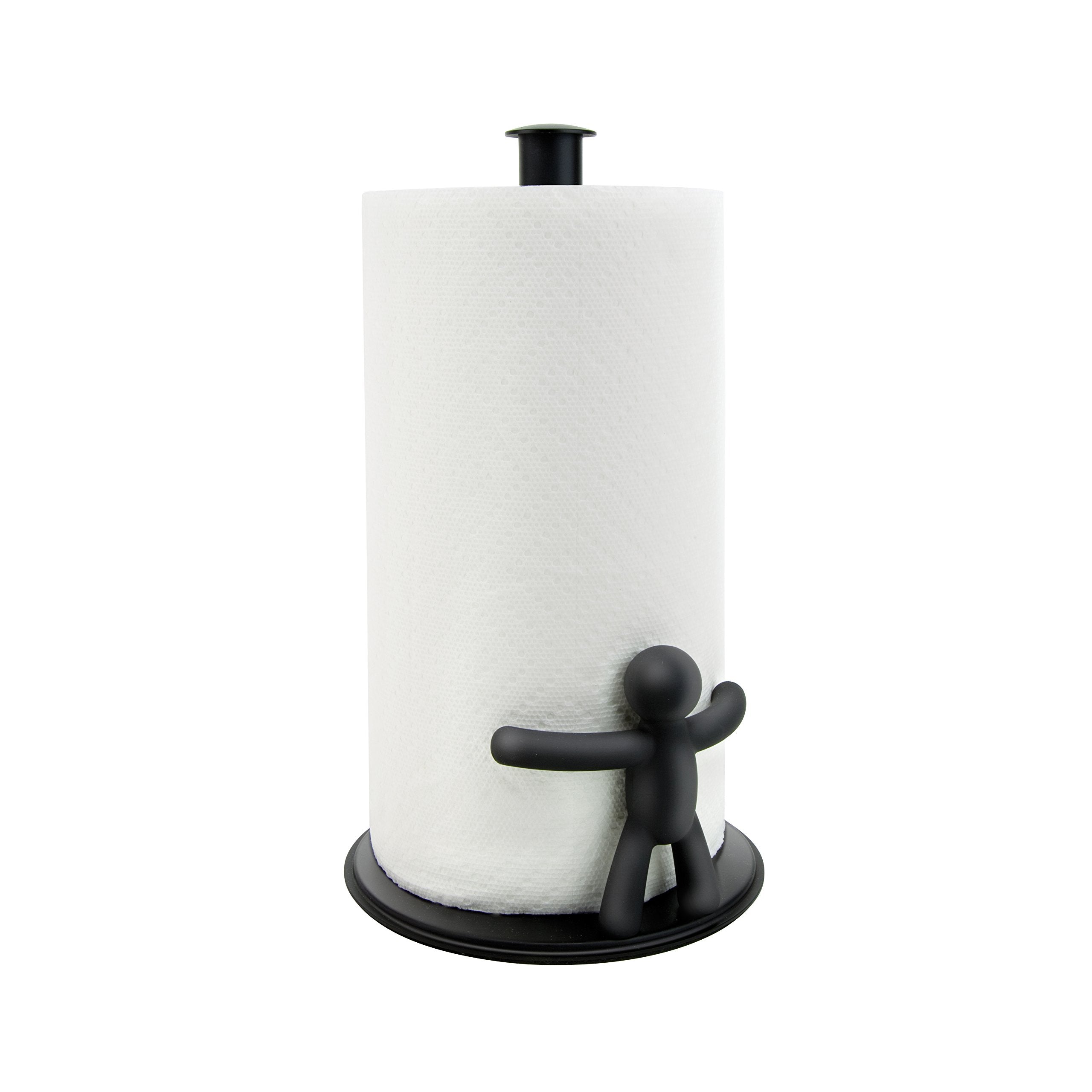Umbra Buddy paper towel holder front view showing easy one-handed tearing