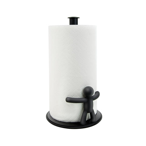 Umbra Buddy paper towel holder front view showing easy one-handed tearing