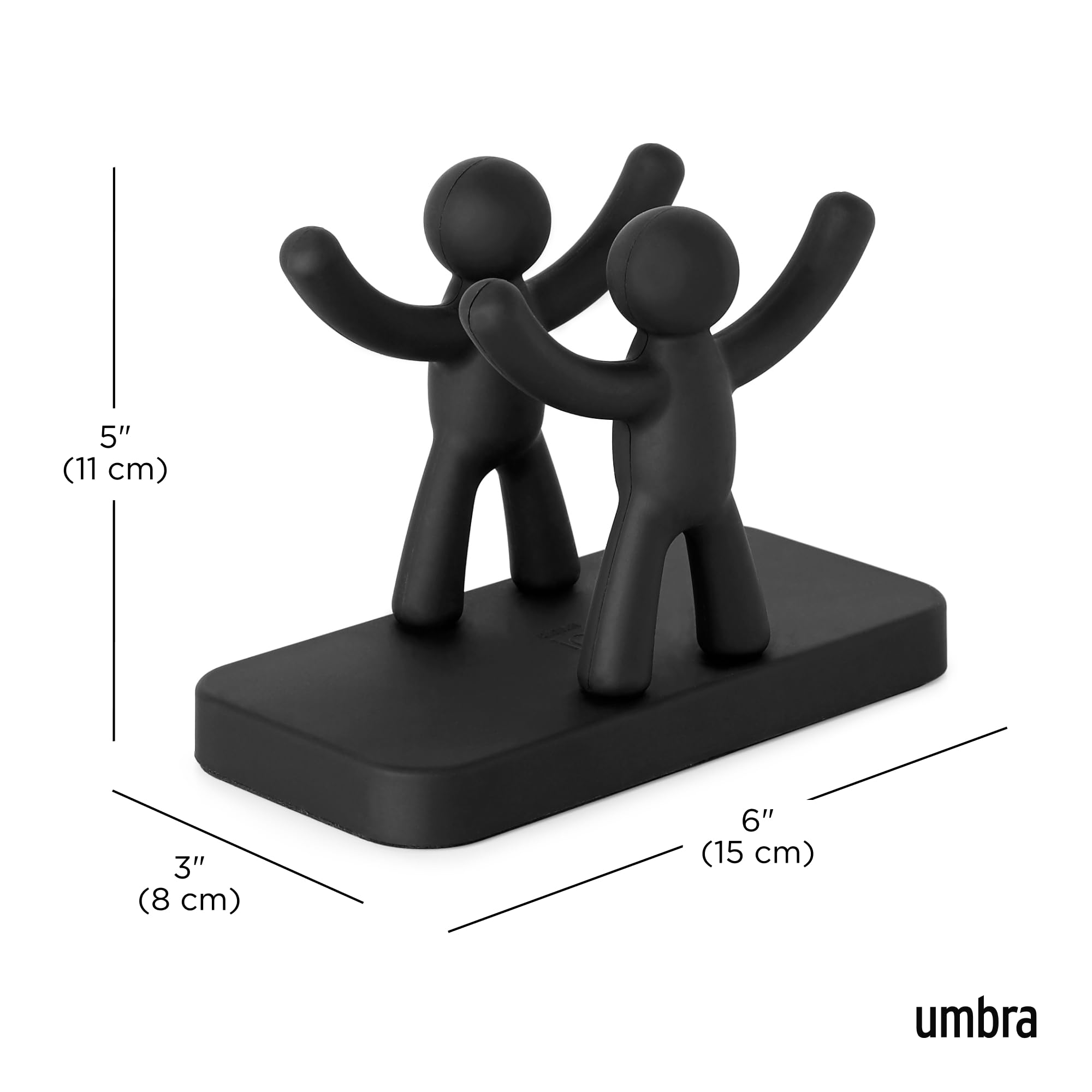 Umbra Buddy napkin holder black soft-touch finish close-up emphasizes surface safety.