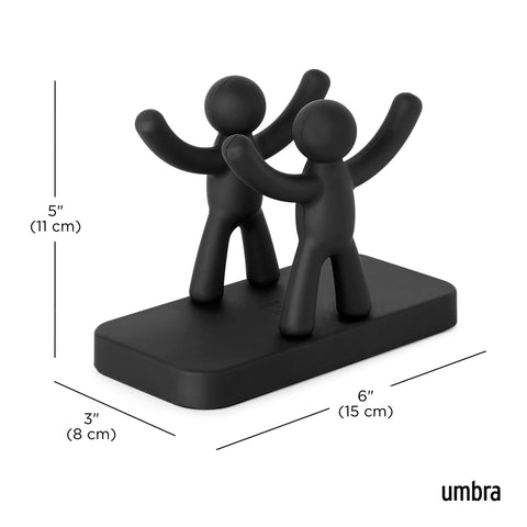 Umbra Buddy napkin holder black soft-touch finish close-up emphasizes surface safety.