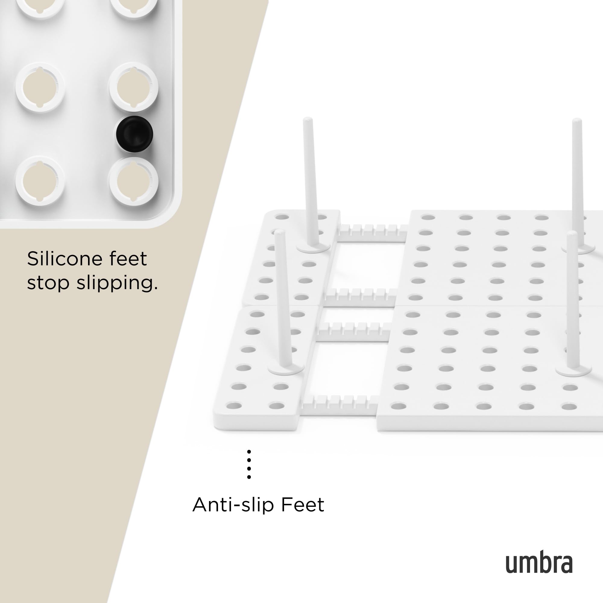 Umbra Peggy extendable base adding extra reach for tall containers