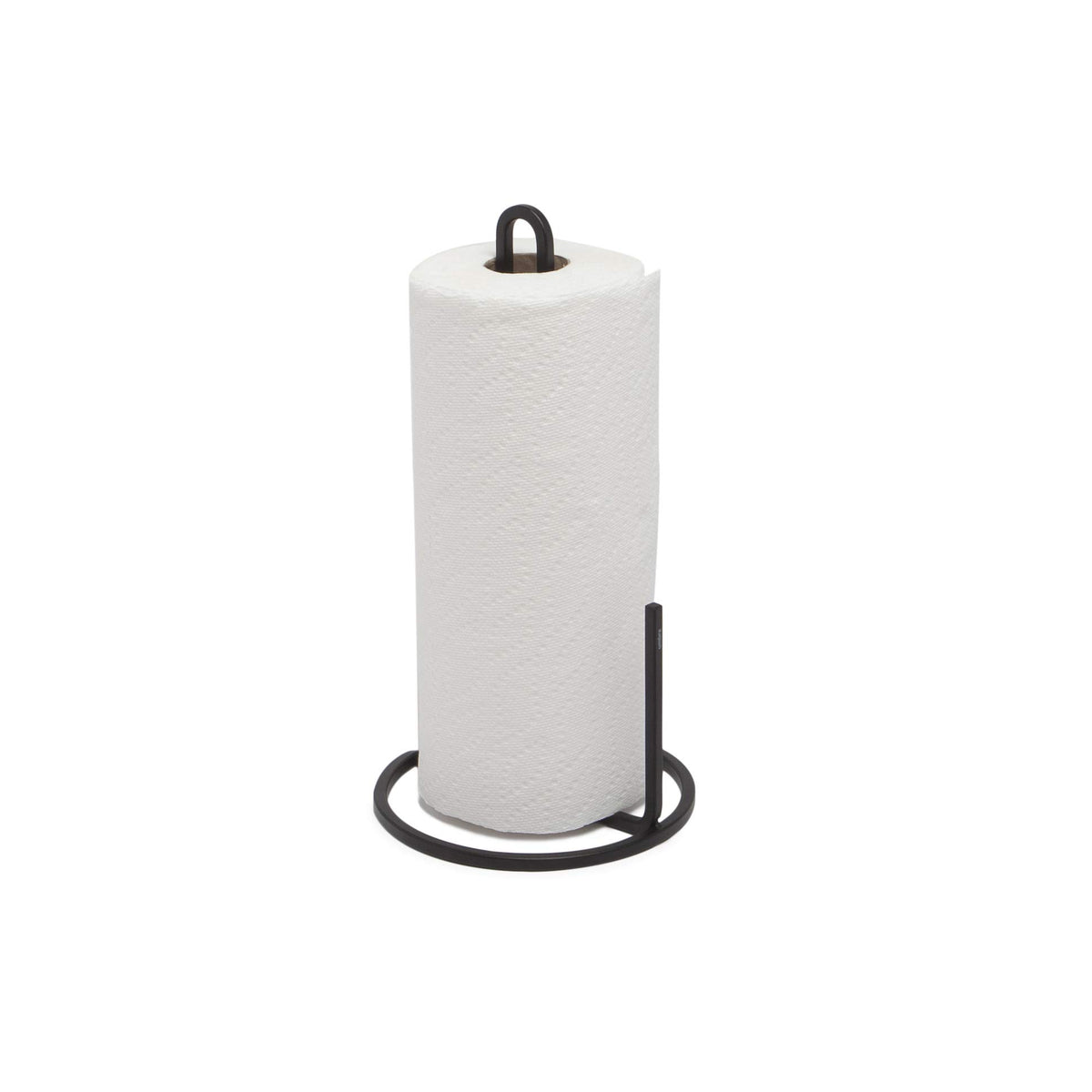 Umbra Squire paper towel stand with a modern metal look for kitchen counters.