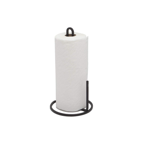Umbra Squire paper towel stand with a modern metal look for kitchen counters.