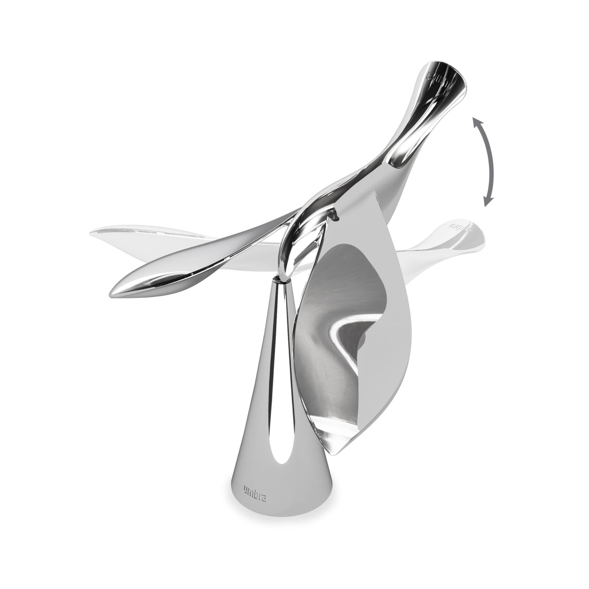 Umbra Tipsy bottle opener balances on its stand for stylish display.