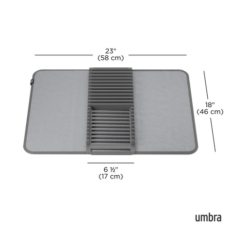 Umbra Udry drying mat in charcoal blends with modern decor while absorbing moisture.