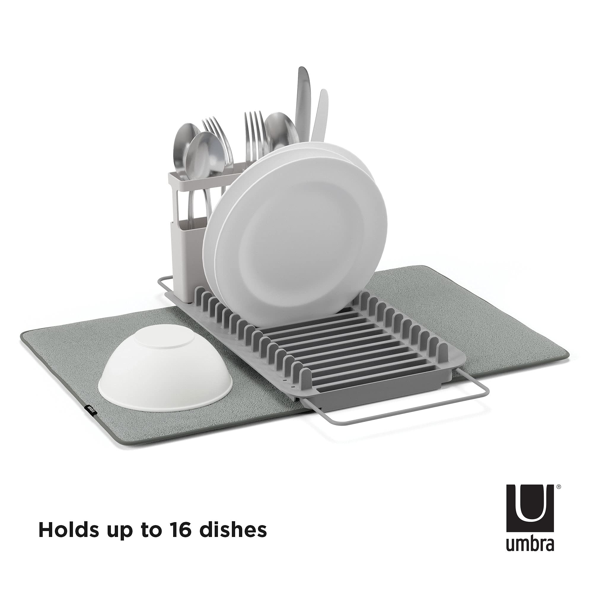 Umbra UDry removable utensil caddy keeps cutlery organized while drying.