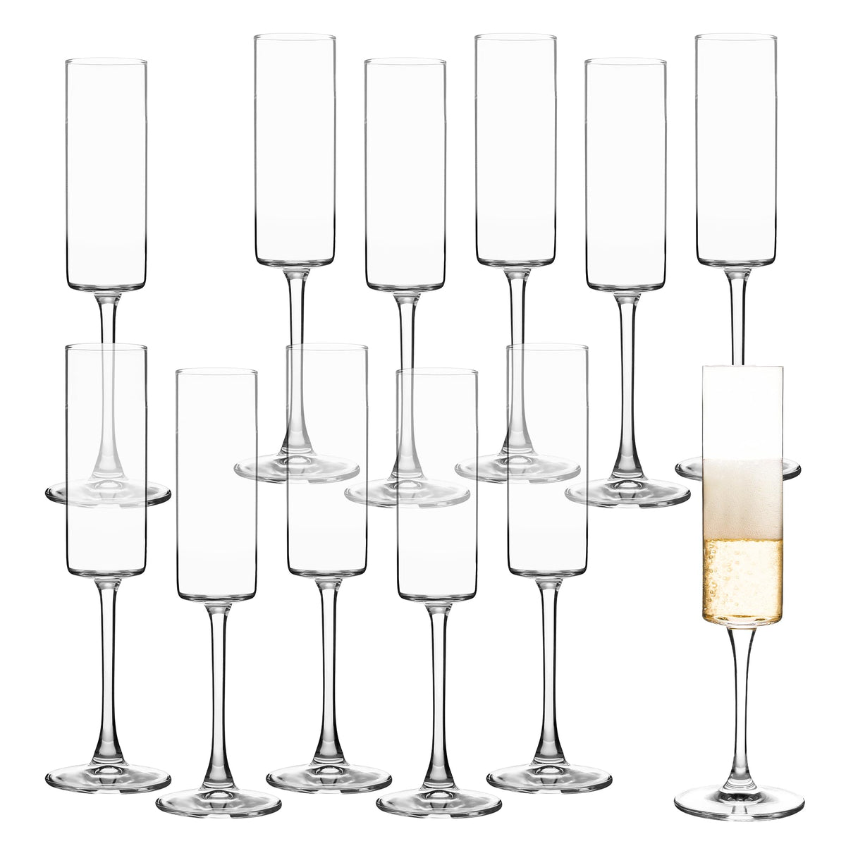 UMEIED champagne flutes set of 12, 6oz each, ideal for festive toasts.