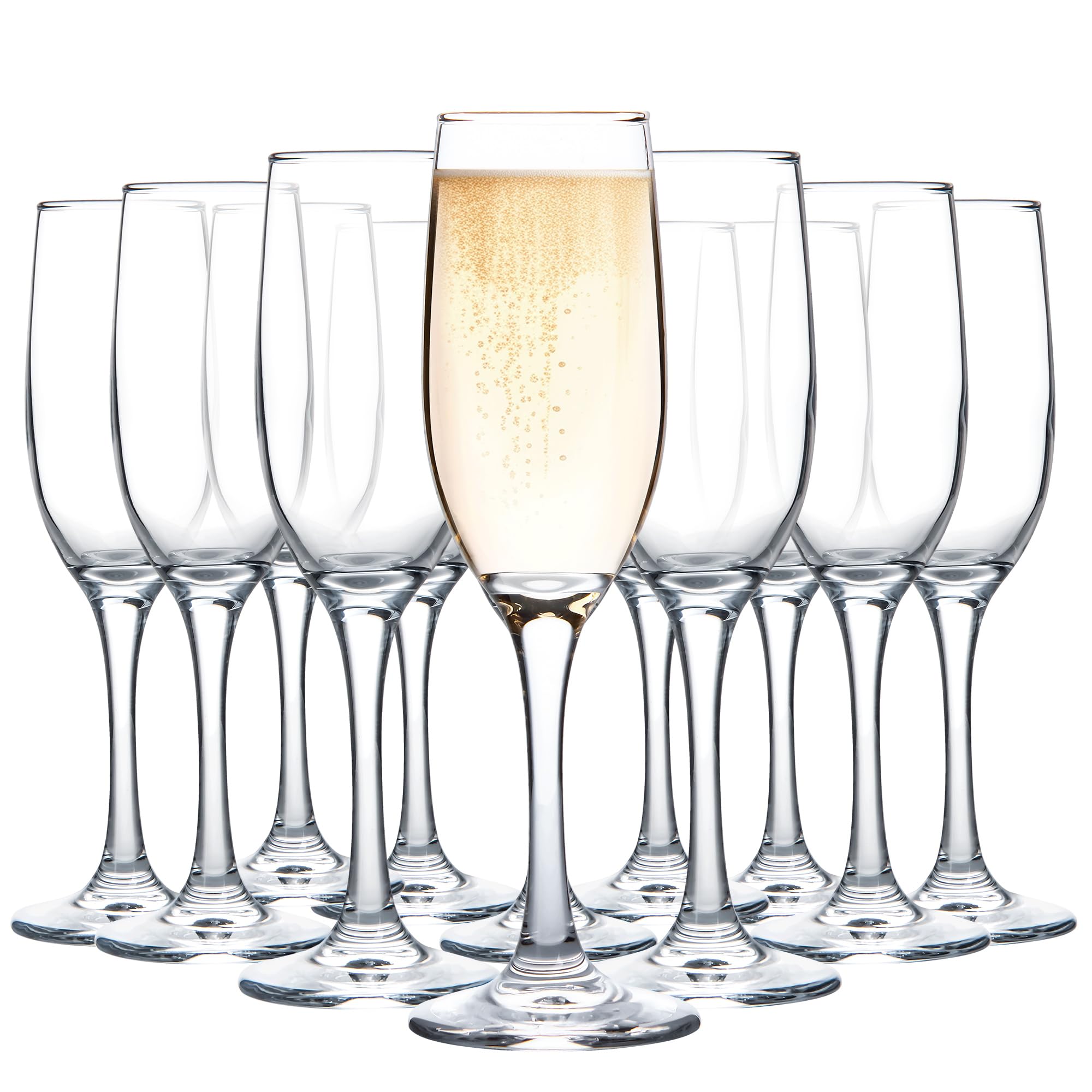 UMEIED champagne glasses 12-pack showcase timeless elegance for weddings and celebrations.