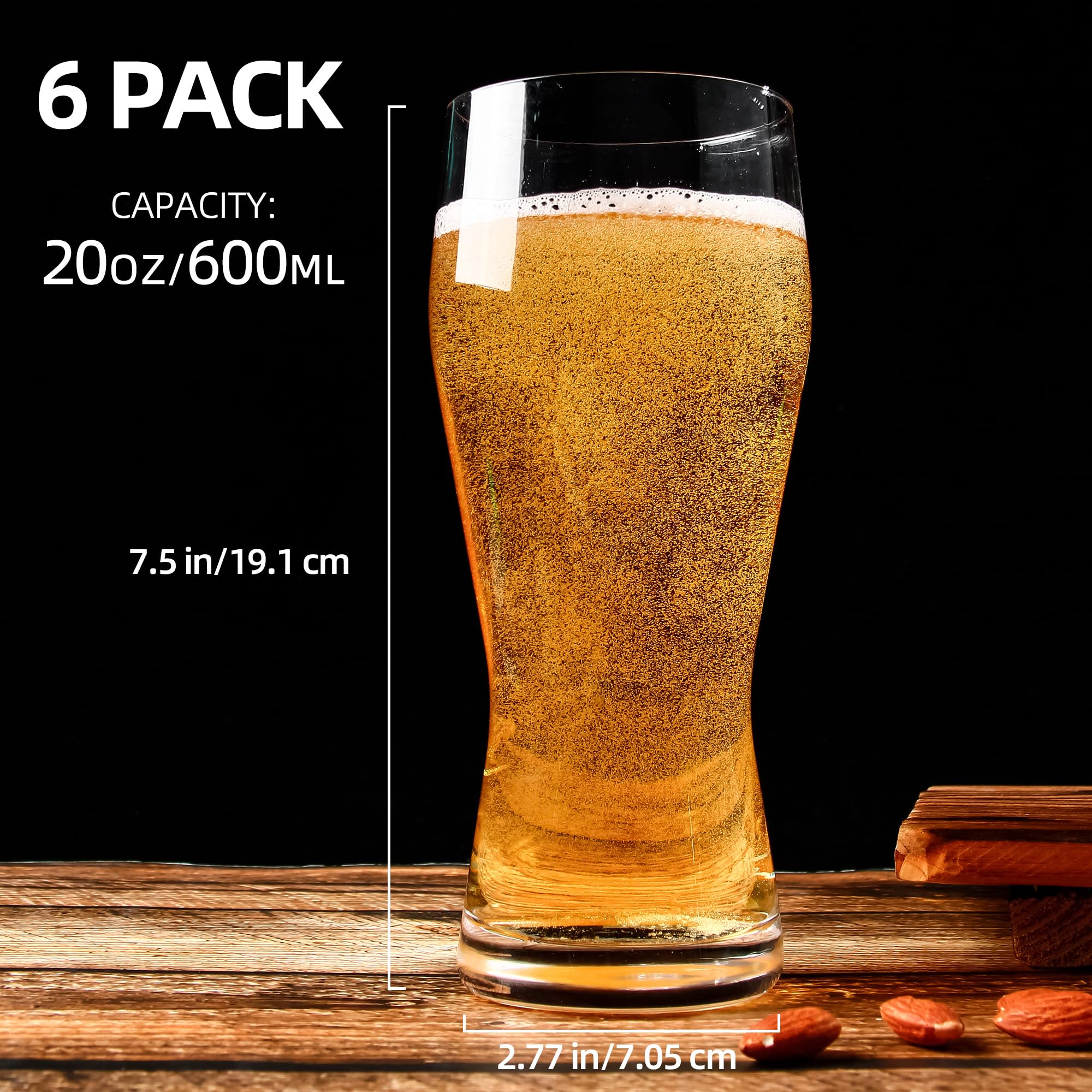 UMEIED pilsner glass tall profile—slim silhouette enhances aroma