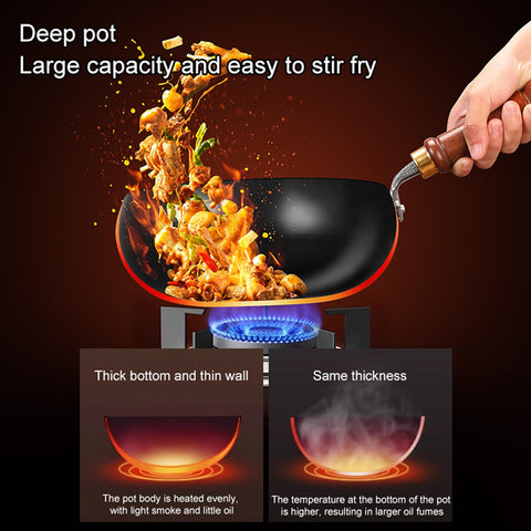 UMETRE carbon steel wok pan riveted handle built for long-term durability.