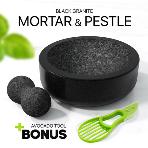 UMIEN mortar and pestle in black and grey complements modern kitchen decor.