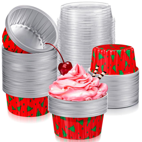 Umigy Christmas tree baking cups with lids offer festive presentation and secure transport