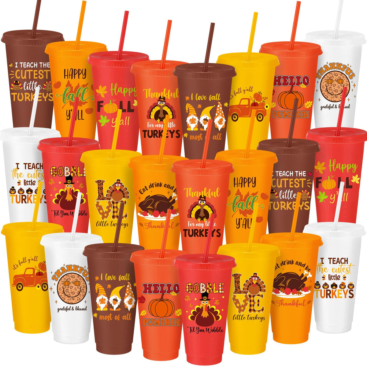 Umigy Thanksgiving cups with lids and straws for spill protection at gatherings