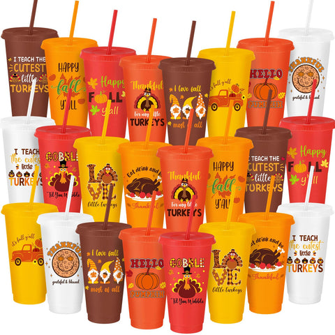 Umigy Thanksgiving cups with lids and straws for spill protection at gatherings